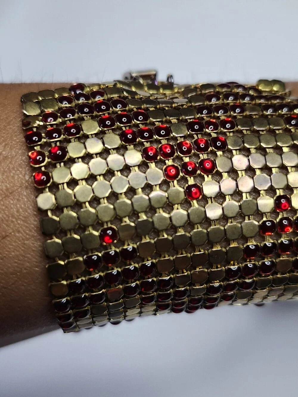 Gold and Red Sequin Chainmail Evening Clutch